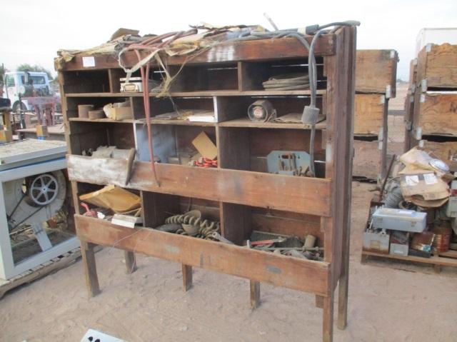 6'x6'x2' Wooden Shelf & Contents,