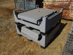 (2) Fold Down Plastic Crates W/Fork Holes