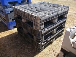 (3) Fold Down Plastic Crates W/Fork Holes