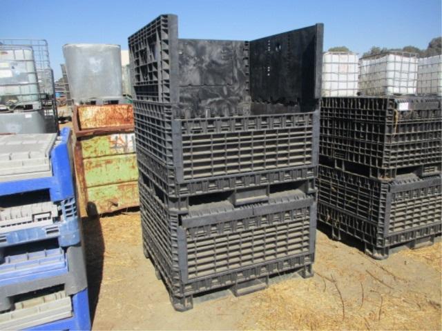 (3) Fold Down Plastic Crates W/Fork Holes