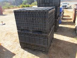 (2) Fold Down Plastic Crates W/Fork Holes