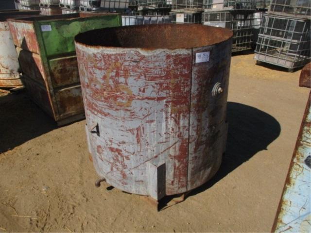 Round Metal Bin W/Fork Holes