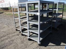 Lot Of (3) 4' x 2' x 5' 6" Metal Rolling Racks