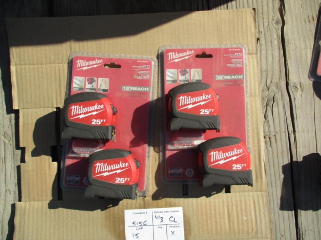 Lot Of Unused Milwaukee 25' Tape Measures,