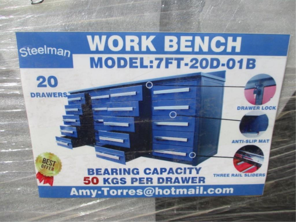 Unused Steelman 7' 10-Drawer Work Bench Tool Box