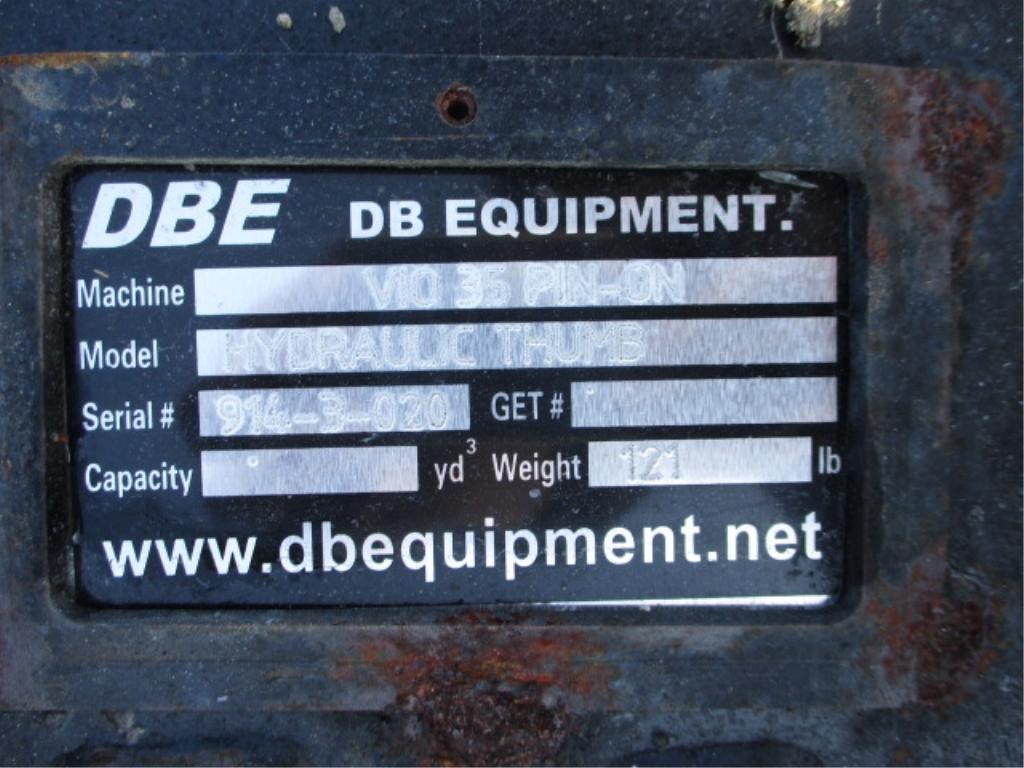 Unused DBE Pin-On Hydraulic Thumb Attachment,