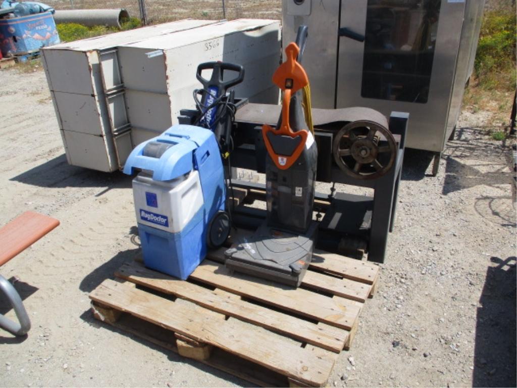 Pallet Of Belt Sander, Vacuum & Rug Doctor Cleaner