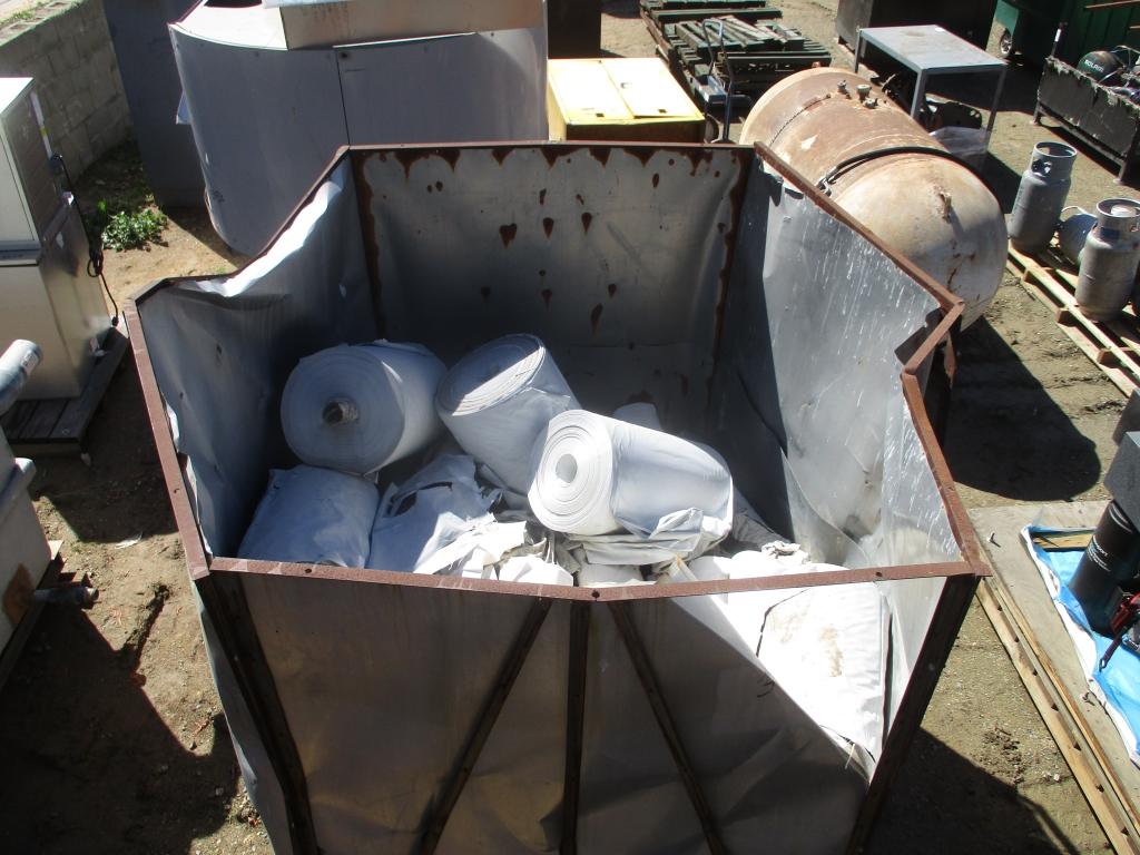 Lot Of Metal Container W/Misc Canvas Rolls