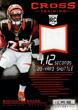 GIOVANI BERNARD 2013 ROOKIES AND STARS CROSS TRAINING ROOKIE JERSEY CARD