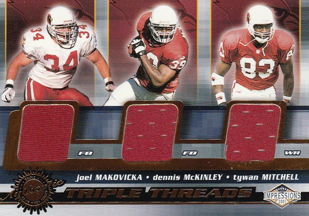 2001 IMPRESSIONS TRIPLE GAME USED JERSEY CARD / CARDINALS