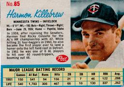 HARMON KILLEBREW 1962 POST CEREAL CARD #85