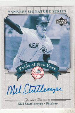 MEL STOTTLEMYRE 2003 UD YANKEE SIGNATURE SERIES AUTOGRAPH CARD