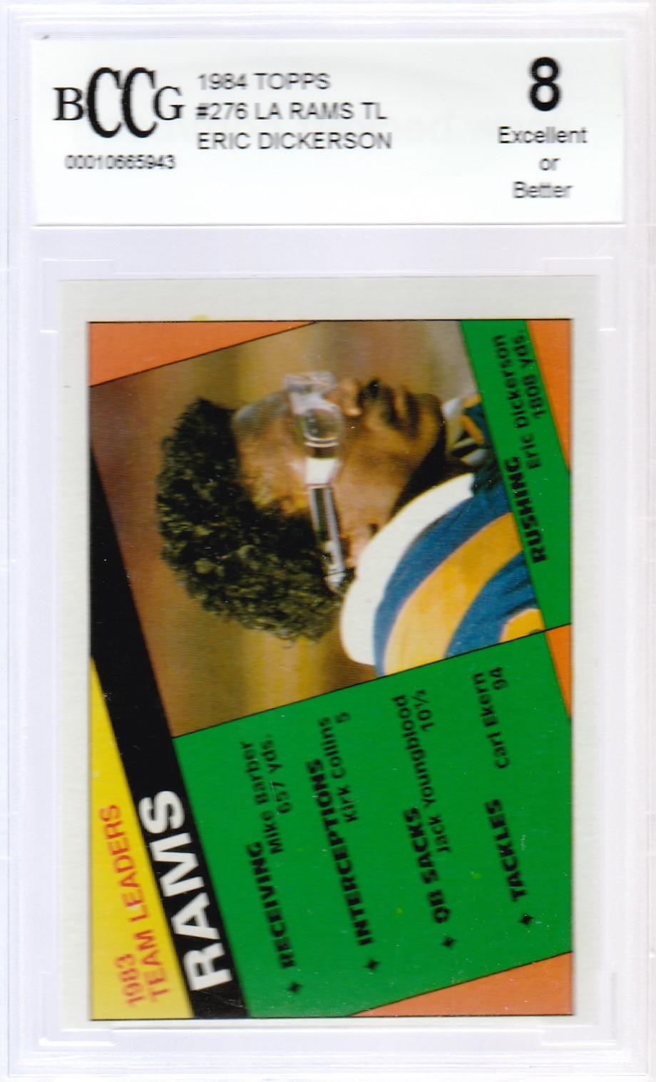 1984 TOPPS CARD #276 RAMS TEAM LEADERS ERIC DICKERSON / GRADED