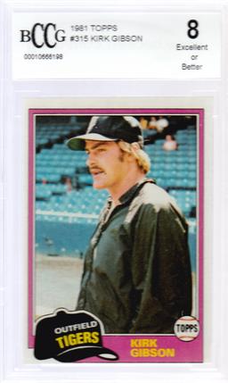 KIRK GIBSON 1981 TOPPS ROOKIE CARD #315 / GRADED