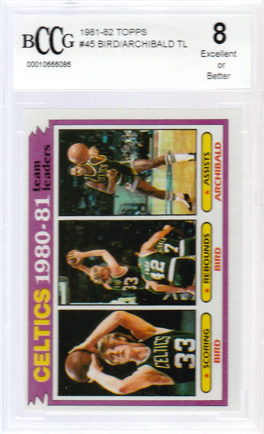 1981/82 TOPPS CARD #45 / CELTICS LEADERS BIRD / GRADED