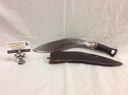 Antique / vintage Kaiser sling blade w/ wood and woven leather handle