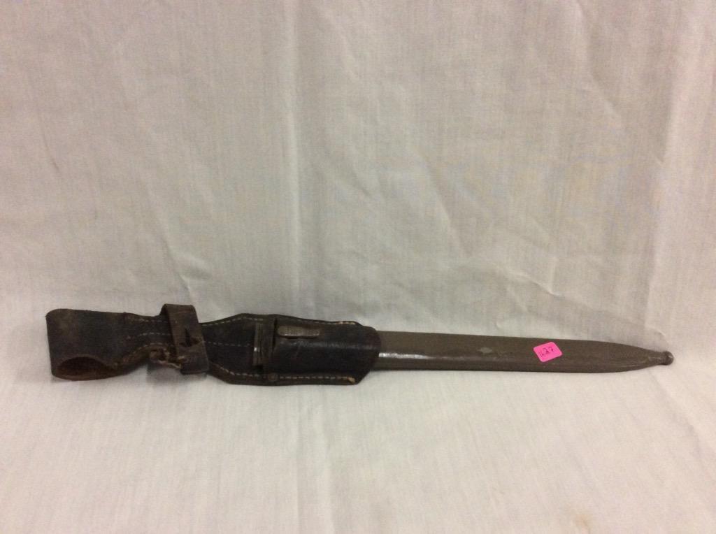 German WWII ? Long Blade Bayonet with metal and leather sheath