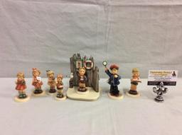 Collection of 7 TMK8 Hummel figurines + Goebel "Fisherman's Feast" display