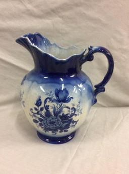 Very cool blue floral "Empress" staffordshire England pitcher & bowl wash basin set