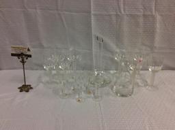 Wonderful set of bar ware - long decanter, short carafe 8 goblets and 5 Romanian sherry glasses