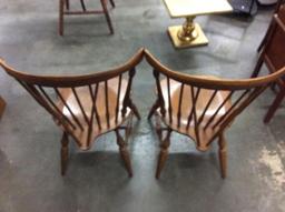 Set of two vintage maple circa 60's colonial style dining chairs