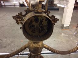 40's candelabra electric light with ship base and center clock - as is needs work