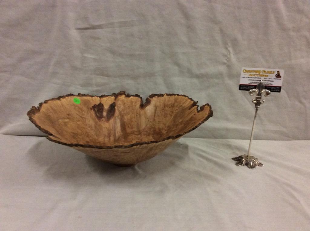 Handmade vintage maple burl free form centerpiece bowl signed by artist - "Dave"local artist