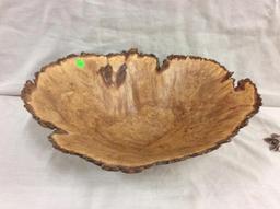 Handmade vintage maple burl free form centerpiece bowl signed by artist - "Dave"local artist