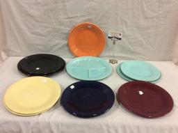 12 pc - 8 Genuine Fiesta ware plates by Homer Laughlin China Co. + 4 plates from Pacific USA