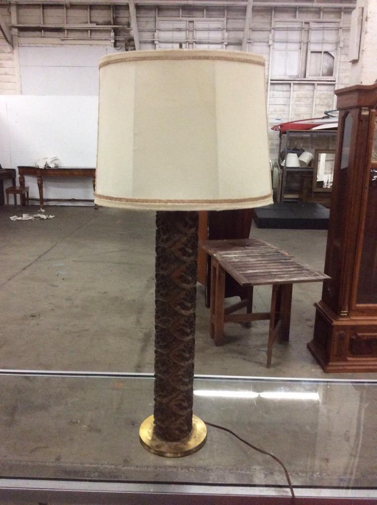 Vintage 50's era "wall paper roll" textured unique table lamp