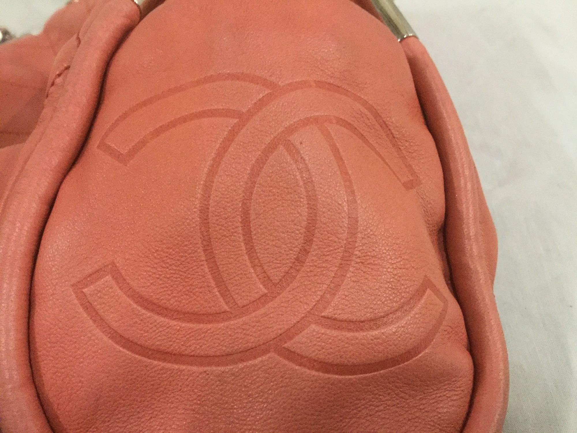 Lightly used vintage Chanel orange/pink shoulder bag w/ diamond stitching - approx $3500 value