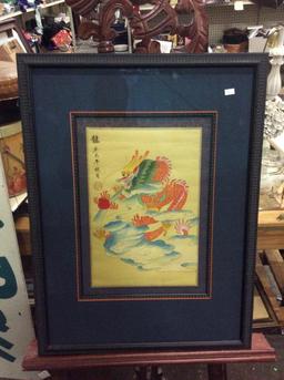 Gorgeous Chinese dragon print signed by the artist in a professional frame
