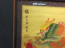 Gorgeous Chinese dragon print signed by the artist in a professional frame