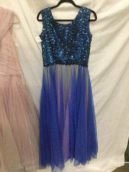 Set of three circa 1960's womens party/prom dresses incl. blue sequin dress from Anns Vogue shop