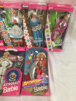 Collection of 11 1990's Mattel Barbie dolls in original boxes incl. Airforce Ken & Barbie - some NIP