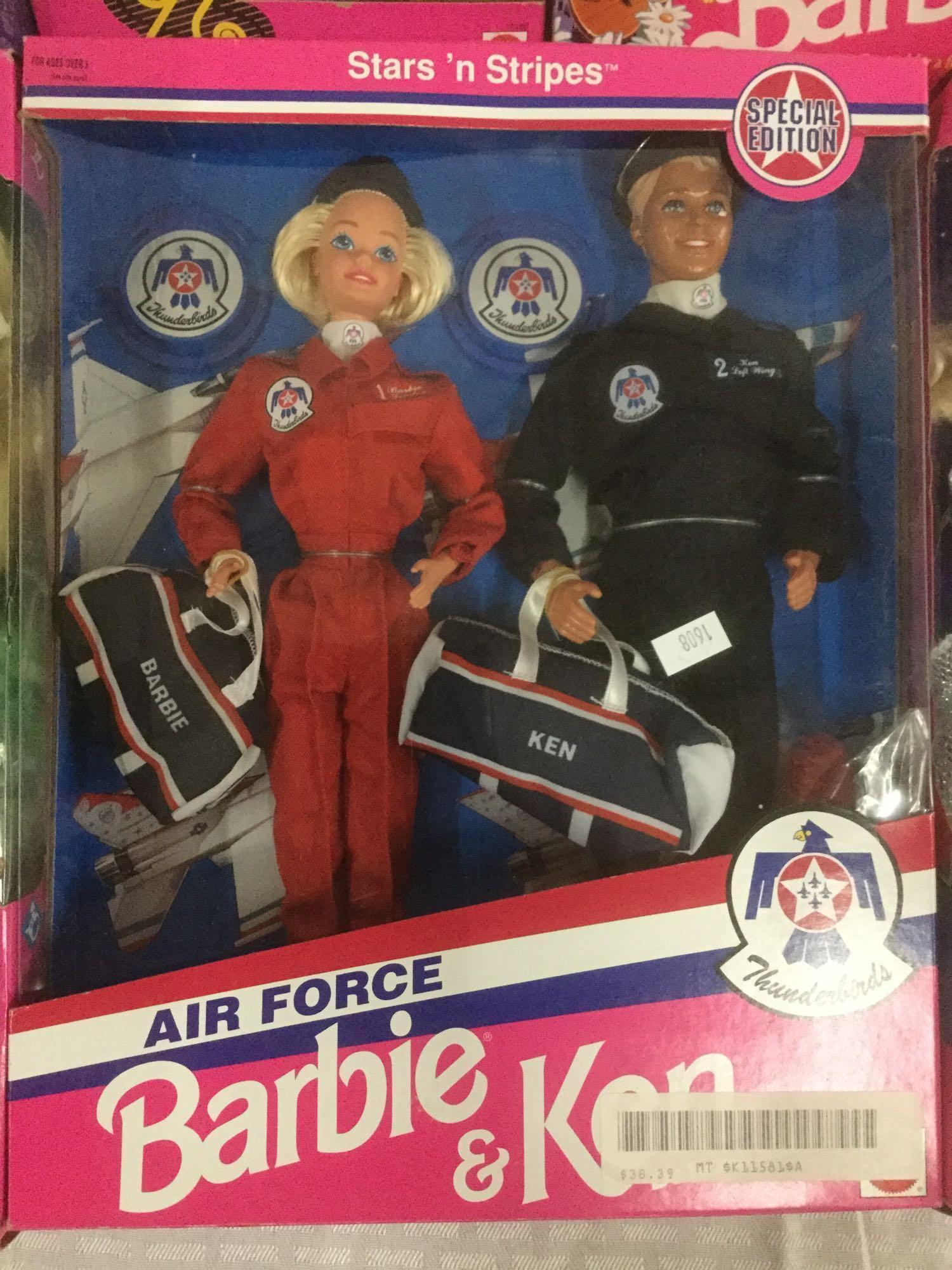 Collection of 11 1990's Mattel Barbie dolls in original boxes incl. Airforce Ken & Barbie - some NIP