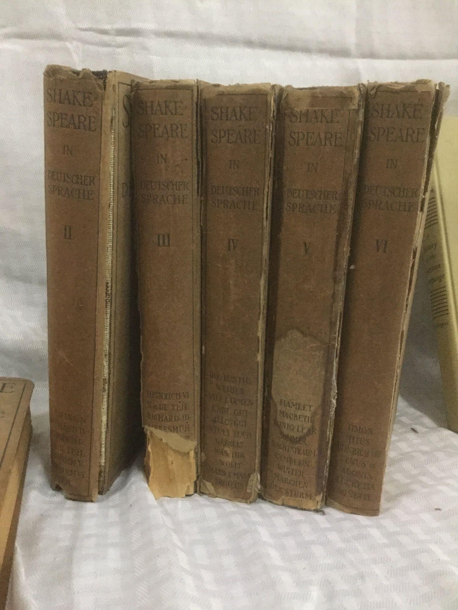 8 Rare books - 6 volume set "Shakespeare in German" 1920 w/ Swastika on cover (as is) + 2 more