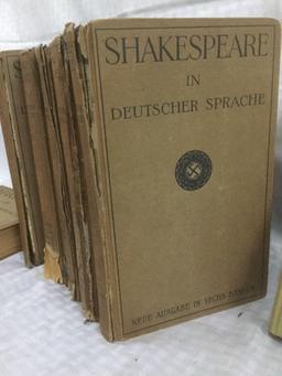 8 Rare books - 6 volume set "Shakespeare in German" 1920 w/ Swastika on cover (as is) + 2 more