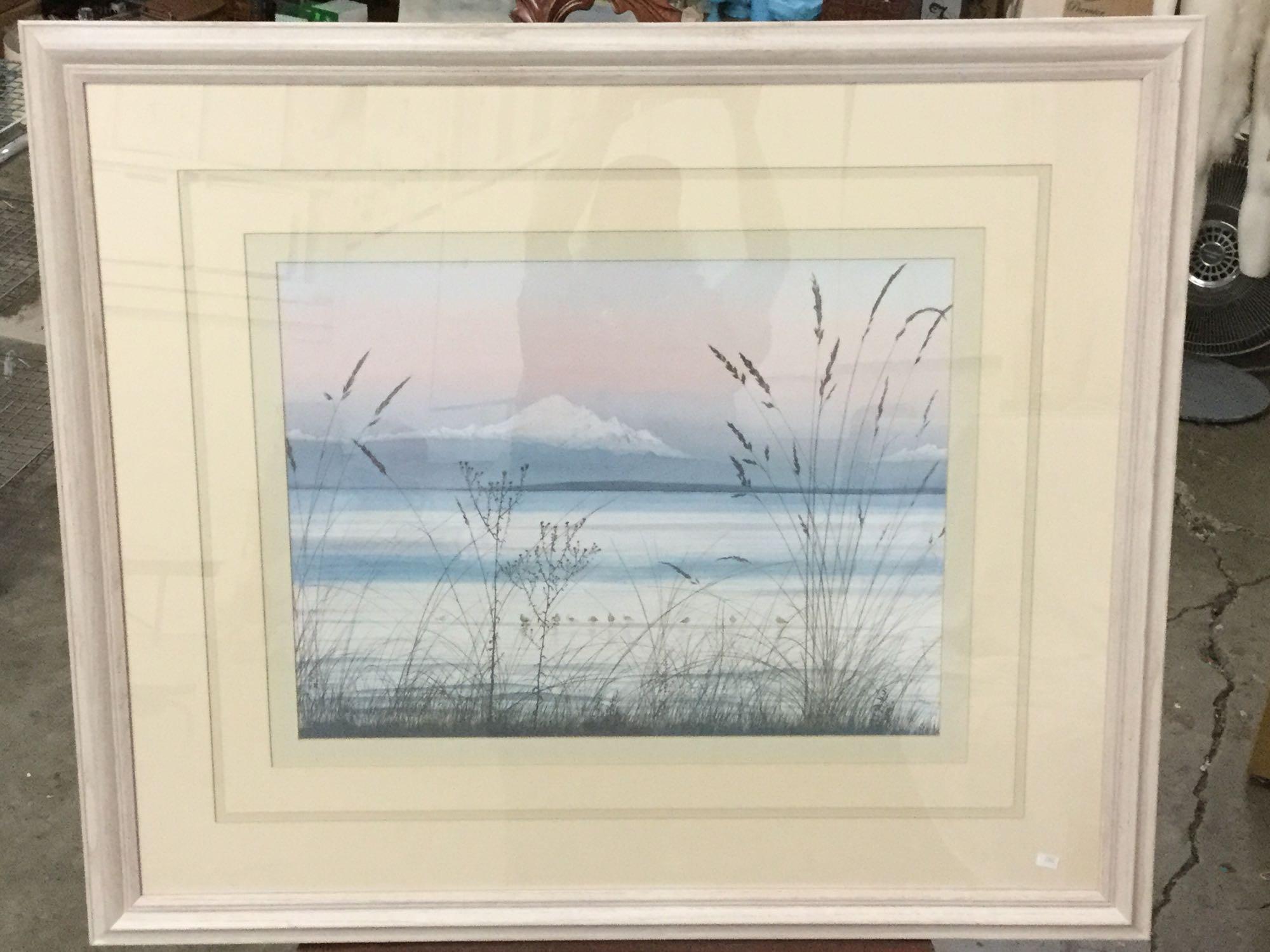 Large framed early morning Boundary Bay Puget Sound print in frame by Jeane Duffey