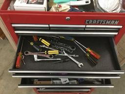 2 pc Craftsman locking rolling tool chest - 13 drawers filled with misc hand tool sets and more