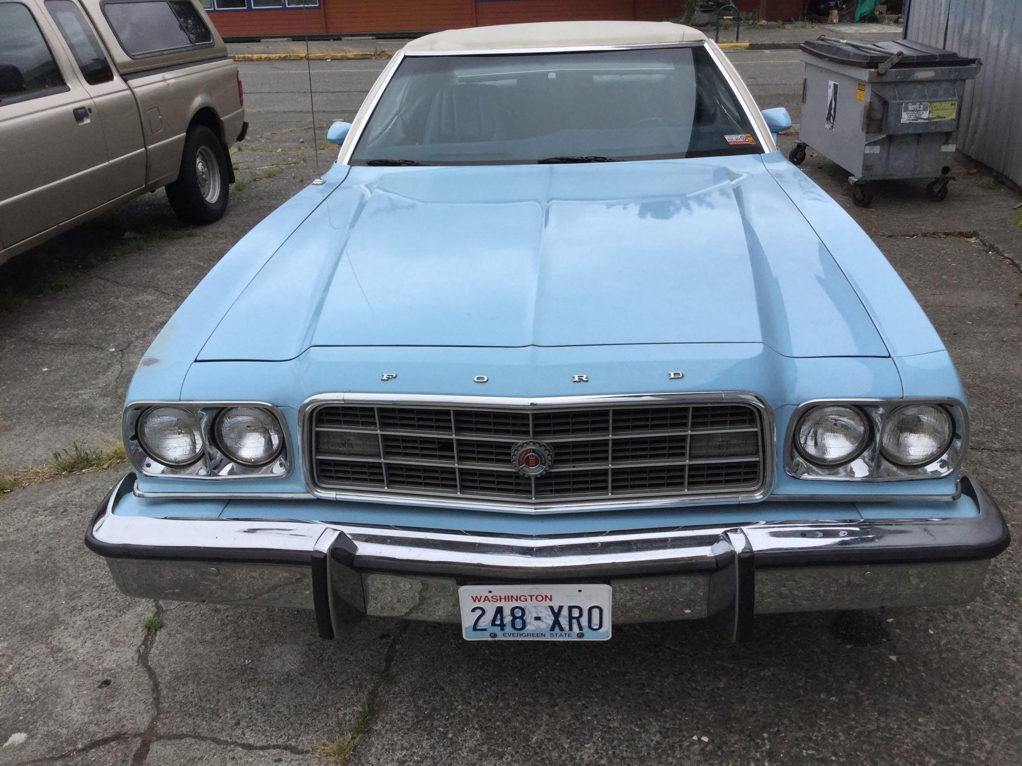 A powder blue 1973 Ford Gran Torino 2 door sport coupe w/ 351 windsor engine