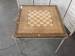 Vintage The Durham Line folding card table w/ checker board top by Durham Mfg Corp