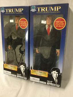 2 Stevenson Entertainment Group, 2004 Donald J. Trump the apprentice 12" talking dolls new in box