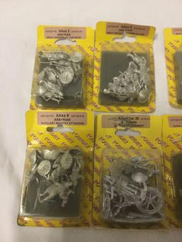 10 sealed packs of The Foundry LTD Assyrian pewter figurines: heavy infantry advancing, etc