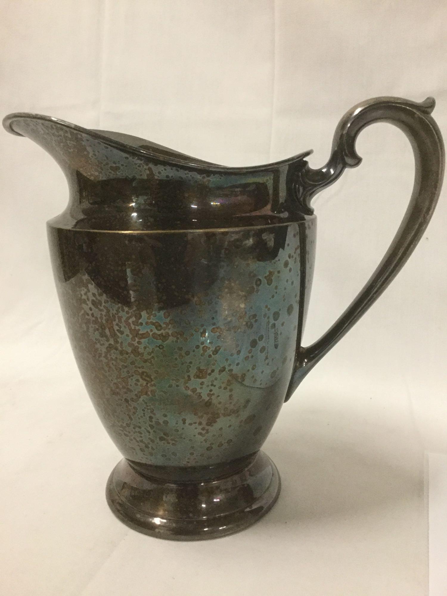 International Silver C silverplate pitcher engraved J.A.M. - from the estate of Johnny Mize see desc