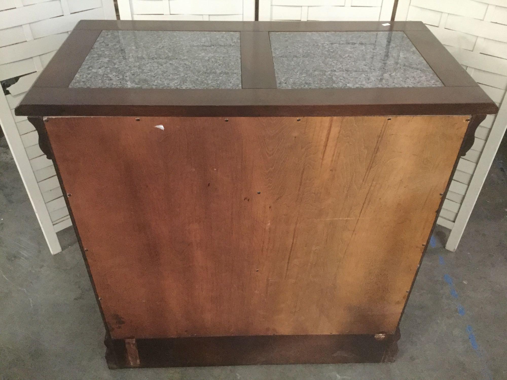 Marble top 2 door bar cabinet or dry bar