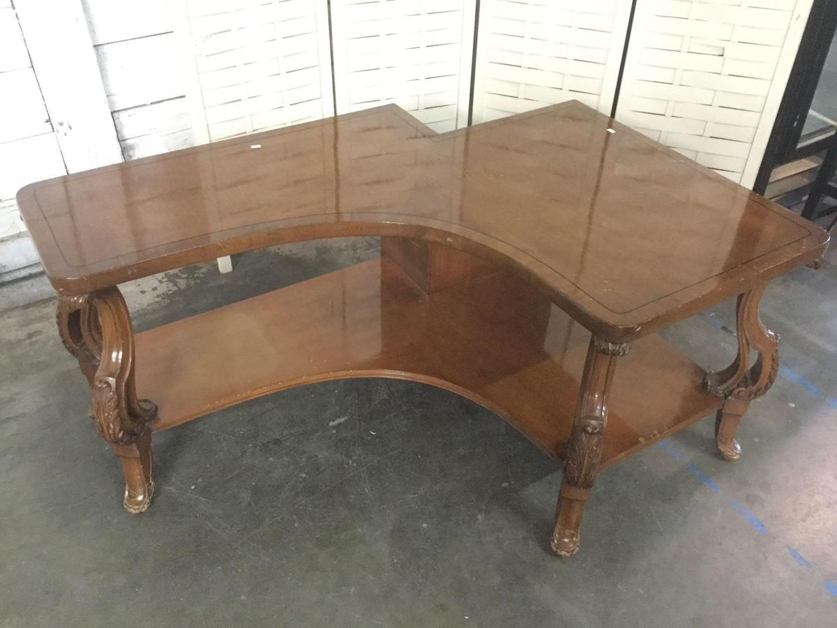 Vintage walnut antique style corner end table or coffee table