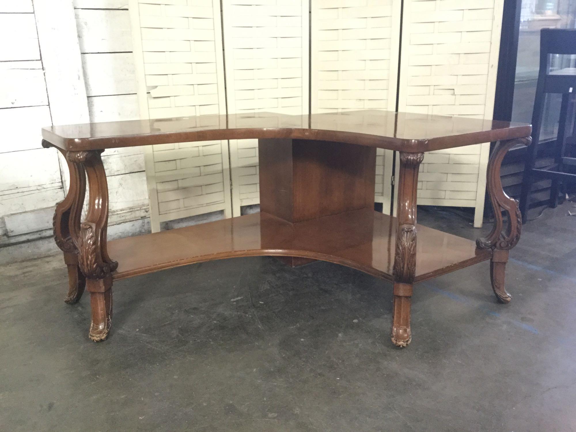 Vintage walnut antique style corner end table or coffee table