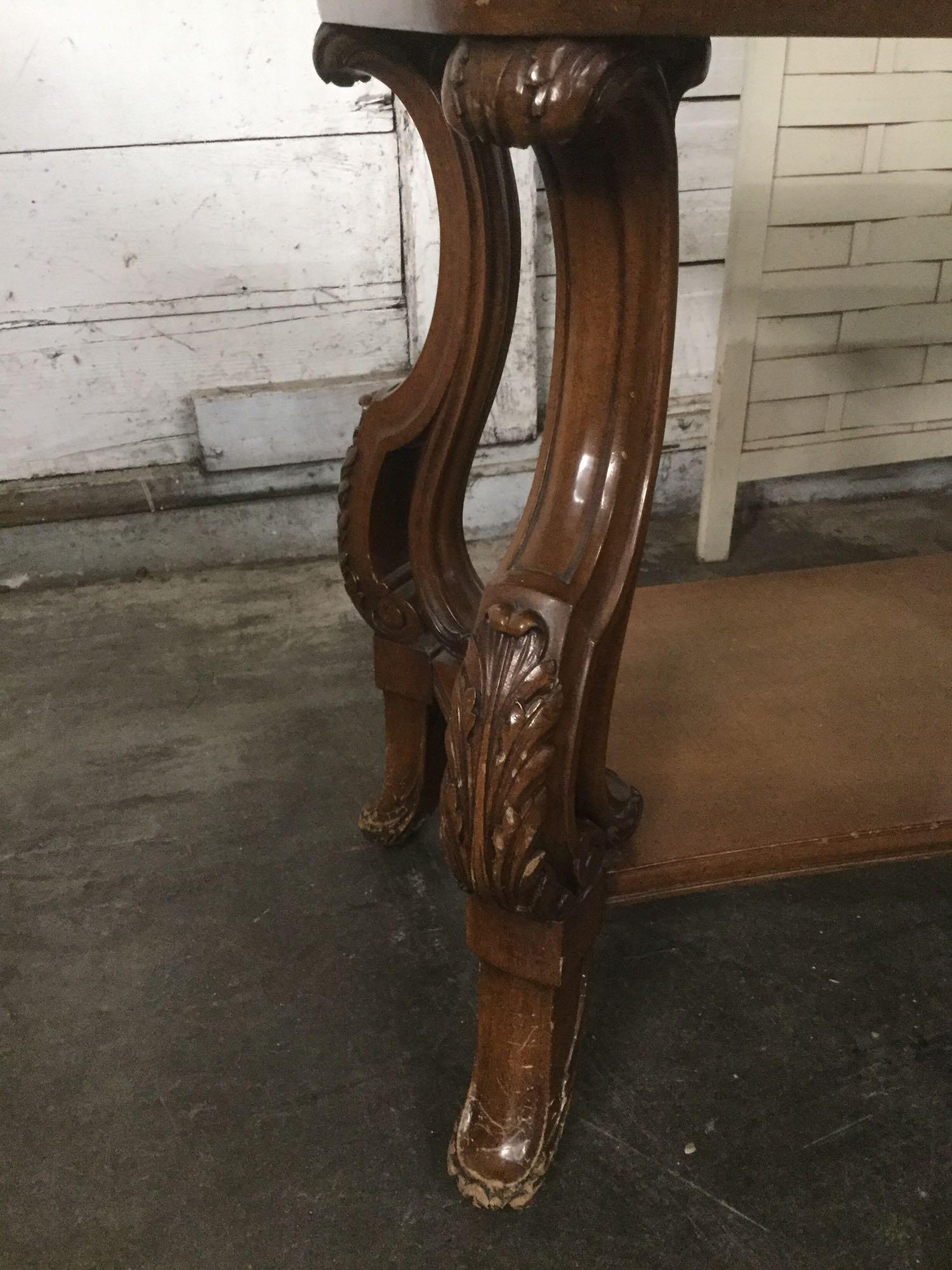 Vintage walnut antique style corner end table or coffee table