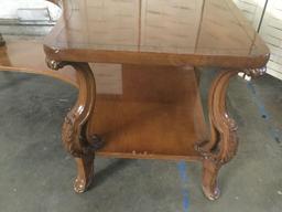 Vintage walnut antique style corner end table or coffee table